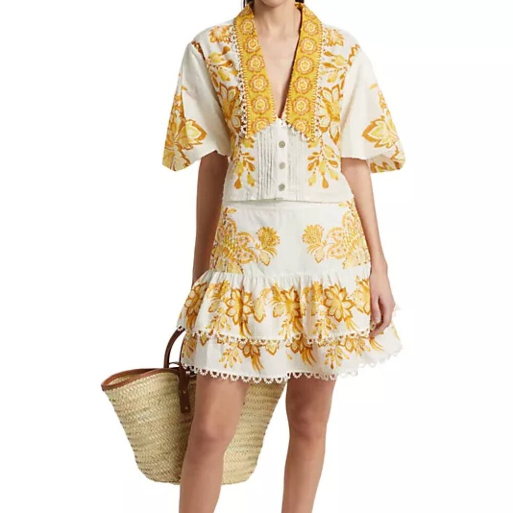 NWT Farm Rio Aura Ruffled Mini Skirt